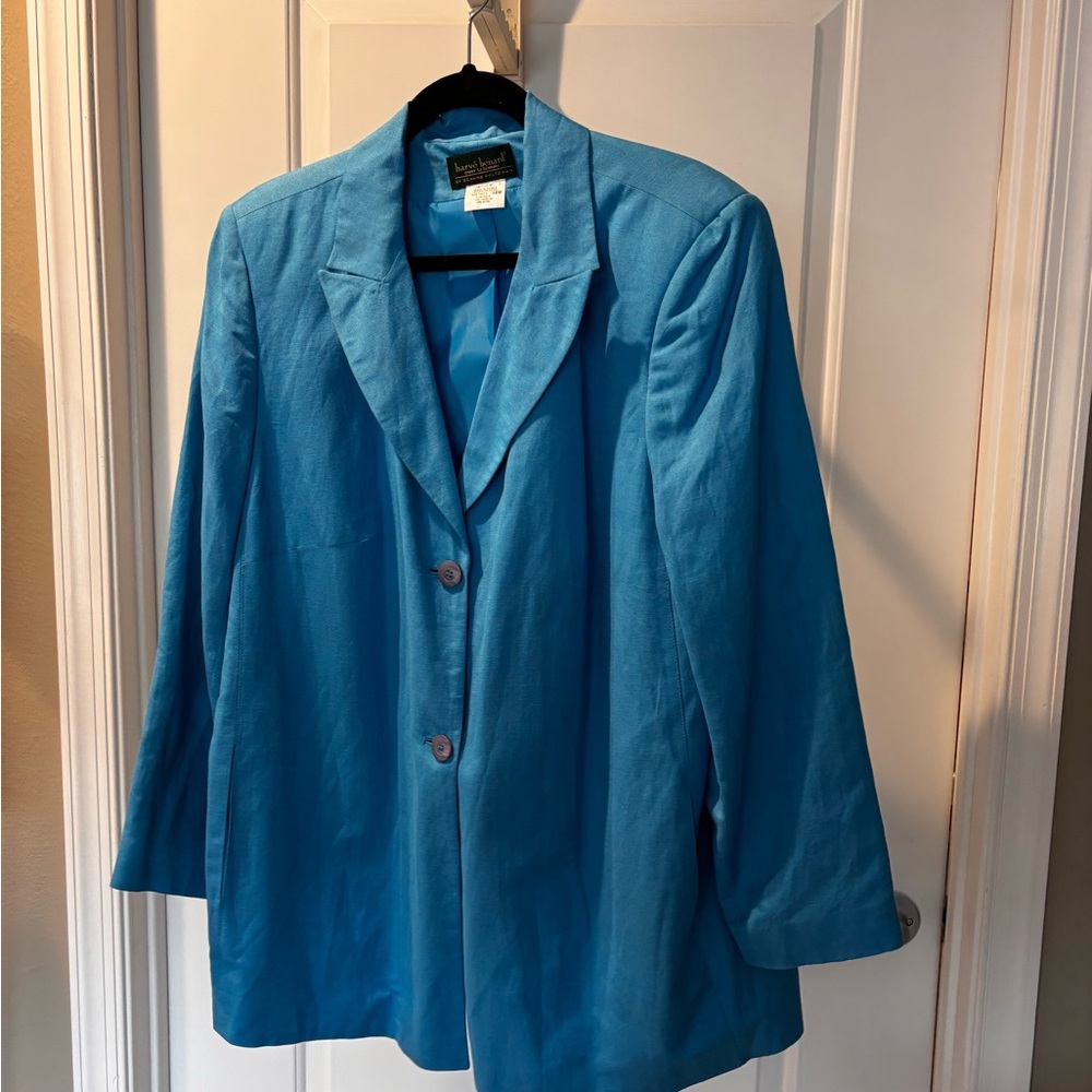 Harvé Benard Sky Blue Linen Blend Blazer